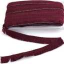 MegaPet Polyester Fringe Tassel Lace Ribbon Trims 1 Inch x 27 Yards Chainette Fringe Fibre Trim Coconut Brown for Sewing Quilting Lampshade Curtain Decoration (Burgundy)