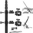 NEEWER Motorcycle Camera Mount Kit, Bicycle Handlebar Invisible Selfie Stick with Dual Ball Heads, Super Clamps, Action Camera Adapter Compatible with GoPro Insta360 DJI AKASO Action Cameras, GP-30