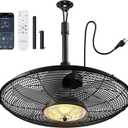 addlon Outdoor Ceiling Fan with Light for Patios, 20" IP65 Waterproof Gazebo Fan Remote&APP Control, 6 Speeds, 3CCT Dimmable, Plug in Ceiling Fan with Hook Hanging Caged Fan for Pergola Porch Canopy