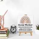 Social Worker Desk Decor Social Worker Gift Wood Sign with Easel Home Office Shelf Table Desk Decorations, Thank You Gifts for Social Worker