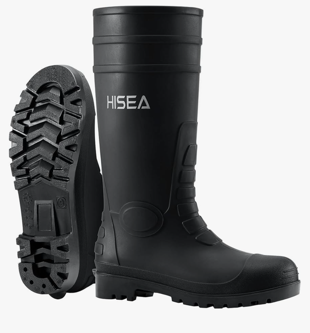 HISEA Men's Steel Toe Rain Boots PVC Rubber Boots, Waterproof Garden Fishing Outdoor Work Boots, Durable Slip Resistant Knee Boots for Agriculture and Industrial Working
Size 11