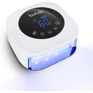 Lavinda UV LED Nail Lamp, Cordless Nail Lamp 54W Rechargeable Nail Dryer Gel Polish Light with Large LCD Display, Professional Gel Curing Lamp with 4 Timer Setting Auto Sensor for Salon and Home (White)