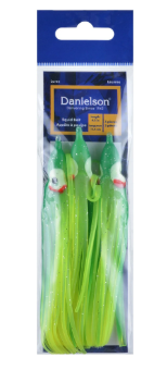 Danielson 4.5" Rigged Squid Bait, Green Chartreuse, 5Pk, Saltwater Trolling