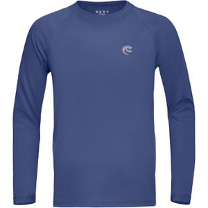 Boys UPF 50+ Swim Shirt Long Sleeve, 1 or 2 Pack UV Sun Protection Rash Guard, Youth Kids SPF Water Shirts for Beach Surf (X-Large, Crew Neck-dark Blue)
