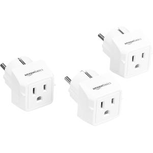 Amazon Basics 3-Pack Travel Plug Adapter Type E/F, Europe - France, Germany, Greece, Hungary, Iceland, the Netherlands, Norway, Poland, Portugal, Romania and Spain, White