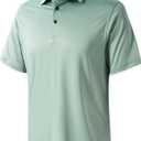 Mens Golf Shirts Dry Fit Short Sleeve Casual Performance Solid Collared Polo Shirts for Men (Green, XXXL)