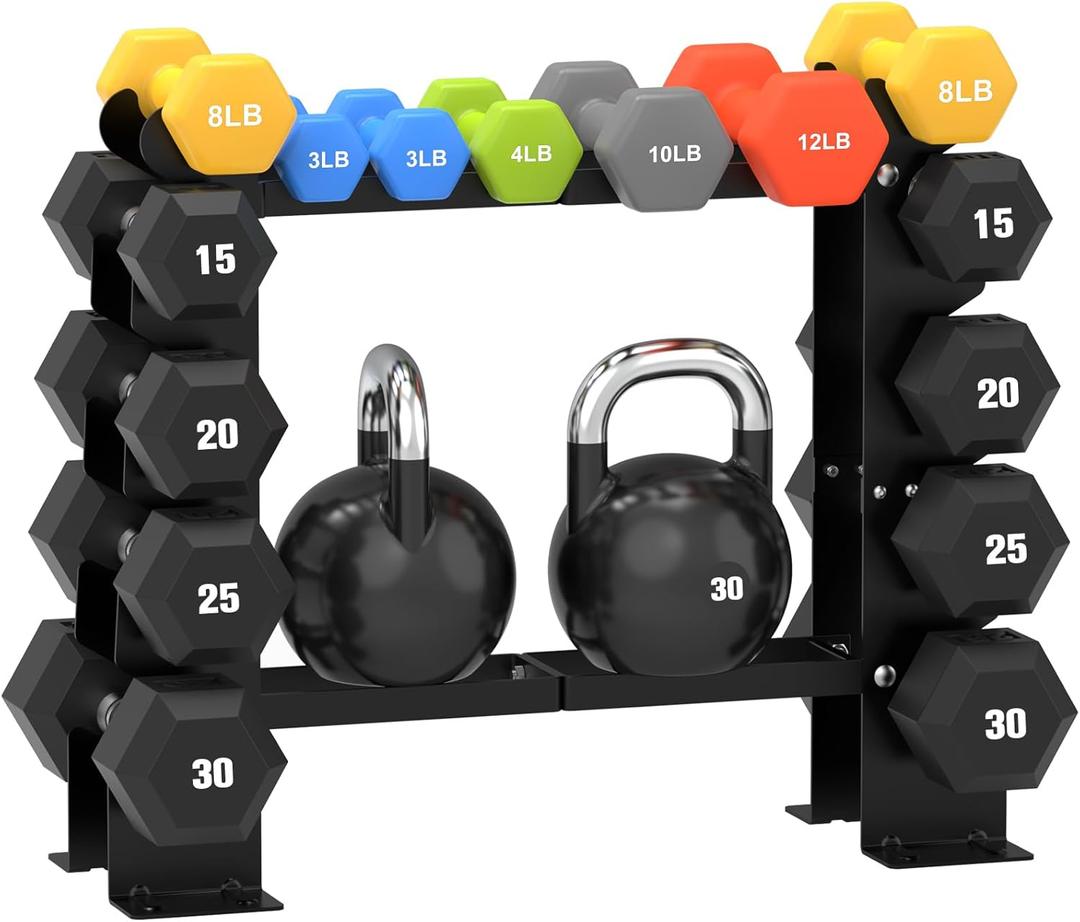DERACY Dumbbell Rack Stand Only, 5 Tier Black Dumbbell Stand for Home Gym, Heavy Duty Steel Weight Rack Holds 8-30LB Pairs, 450LBS Capacity Free Weight Storage Organizer for Strength Training Equipment
