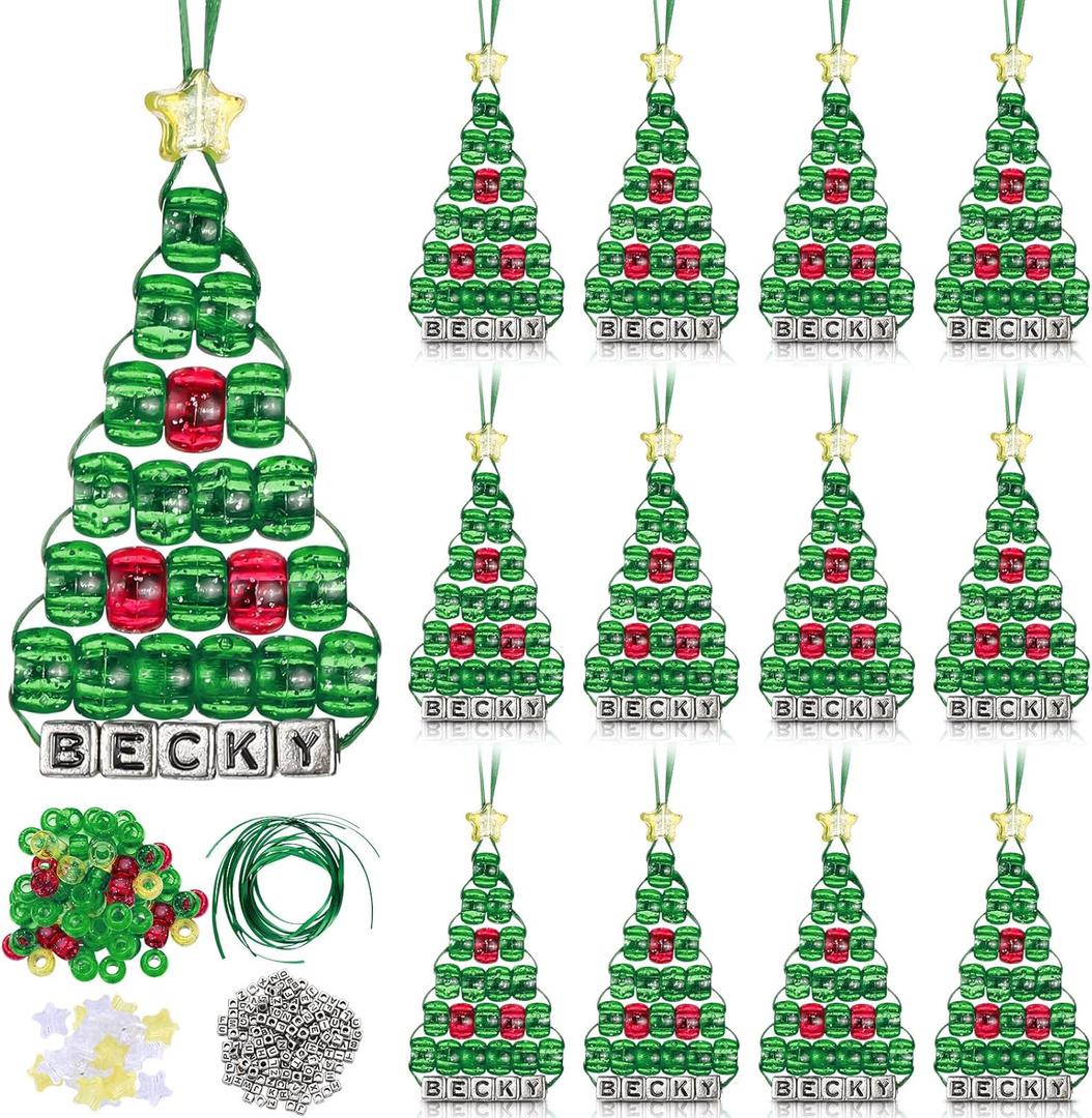 VioraWhite 12 Set DIY Christmas Beaded for Crafts with Star and Pentagram for Christmas Tree Home Decoration Xmas Ornament Kits