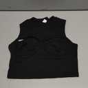 OYOANGLE Women's Ribbed Knit Cut Out Tank Top Crew Neck Sleeveless Party Crop Tops (Black), Small
