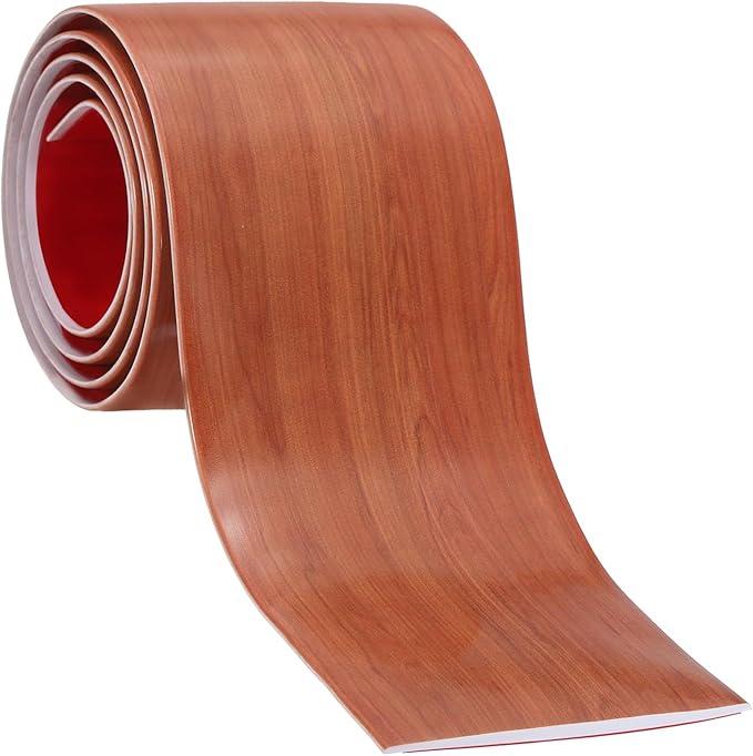 PATIKIL Self Adhesive Floor Transition Strip 3 in x 3 Ft, Vinyl Laminate Floor Flat Divider for Joining Floor Gaps Doorways Carpet Cover Floor Tiles Teak Wood Grain