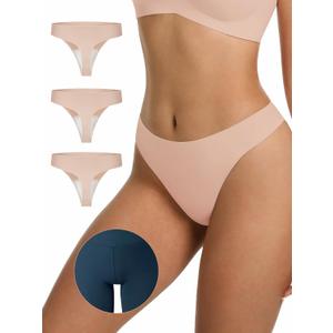 LUCKMEEY Cotton Thongs for Women Seamless Thongs for Women No Show Thong Panty Liners Workout G-String Thongs Underwear S