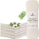 mioeco 10 Pack Reusable Kitchen Paper Towels Washable - Super Absorbent Natural unPaper Towels - Natural Cotton - Reusable, Paperless Kitchen Dish Cloths - 100% Organic (10 Pack White (12 x 10 inches))