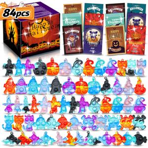 84Pcs Halloween Pop Keychain Fidget Toys Pack, Party Favors for Kids, Classroom Prizes Box, Treasure Chest Treat Bags Gifts, Goodie Bags Stuffers