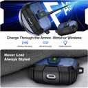 for AirPods Pro Case Cover [Safety Lock] [Magnetic One-Click Open] [Military Shockproof Armor] Double Rugged Outdoor Wireless Charging Case for AirPods Pro 1st Generation with Keychain, Blue