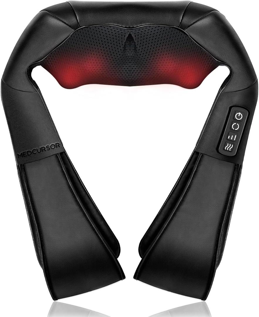 Medcursor Neck Massager, Portable Electric Neck and Back Massager with Heat, FSA or HSA Eligible Deep Tissue 3D Kneading Pillow for Muscle Pain Relief, Not Cordless, Ideal Fathers Day Gift
