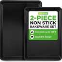 NutriChef 2-Piece Non-Stick Black Cookie Sheets - Versatile & Durable Non-Toxic Carbon Steel Bakeware Sets, Stackable Baking Tray for Cookies, Brownies, Jelly rolls - Oven Safe & Easy Clean