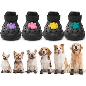 Dog Shoes for Hot Pavement - Dog Shoe for Small Size Dogs,Dog Boots & Paw Protectors,Easy ON & Off, Non-Slip,Outdoor Dog Booties with Reflective Strap for Beach and Snow(Black,Size6)