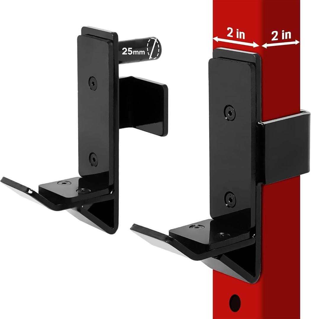 Yes4All Power Rack J-Hooks & Attachments  Heavy Duty Barbell Holders Compatible with 2x2 & 3x3 Power Racks for Home Gym