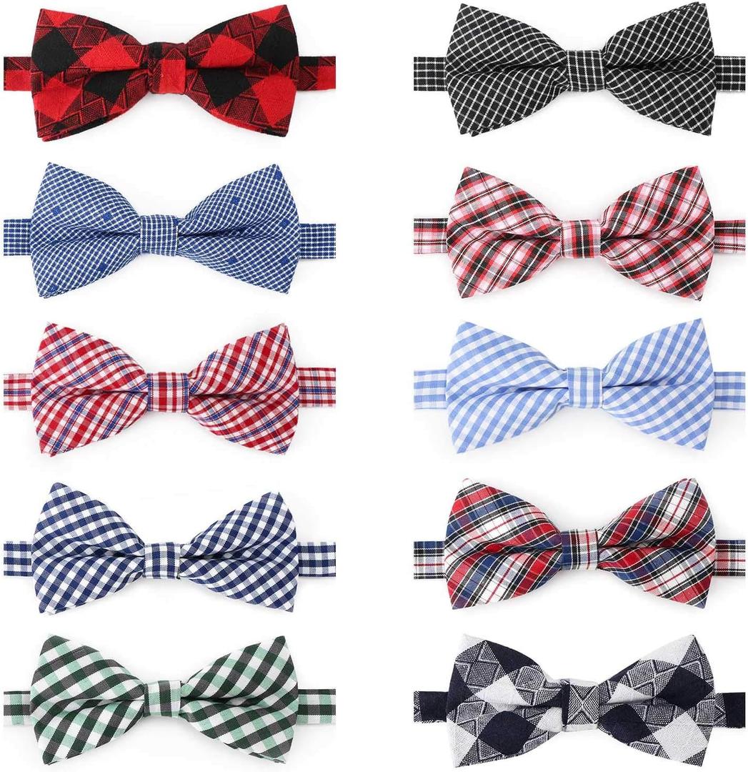 Segarty Puppy Bow Ties, 10 PCS Dog Bowtie Collar Bulk Holiday Cat Collar Grooming Bows for Pet Photography Festival Party Neck Wear Gift, Cute and Plaid Patterned (10 Colors-Classic)