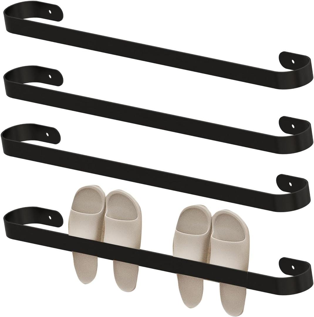 RV Wall Mounted Shoe Rack - Aluminum Shoe Cabinet With Adhesive - Space-Saving Wall Mounted Shoe Storage For Camper - Essential Slipper Holder For Travel Trailers (Black)