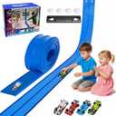 Flexible Race Track 15 Ft for 3+ Kids,Flexible Race Car Ramp Track with 4 Racecars & Suction Cup Compatible with Hot Wheels and Diecast 1/64th Car,DIY Portable Racetrack for Kid