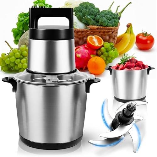 6L Electric Meat Grinder & Food Processor, 1200W Stainless Steel Meat Chopper with 6 Sharp Blades, 2-Speed Large Capacity Food Chopper for Beef, Chicken, Fish, Vegetables & Meal Prep