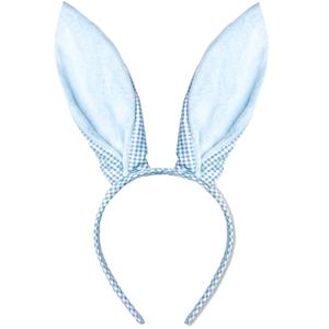 Blue Bunny Ears Headband, Cute Blue Plaid Easter Bunny Ears Headband for Easter Accessories for Women, Blue, One Size