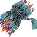 Novelty Lights 11 Feet 50 Bulbs Traditional Incandescent Mini Lights, Multicolor on Green Wire with 2.5" Spacing, Commercial Grade and UL Listed for Indoor/Outdoor Use, End-To-End Connectable