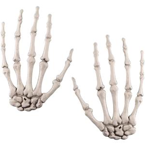 2 Pack Halloween Skeleton Hands Realistic Life Size Severed Plastic Skeleton Hands for Halloween Themed Party Decoration Props(Right & Left)
