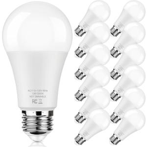 LED Light Bulbs 100W Equivalent 1500 Lumens, A19 13W 5000K Daylight White Non-Dimmable, Super Bright No Flicker Standard E26 Edison Screw Bulbs for Home, Bedroom, Office Lamp, 12-Pack