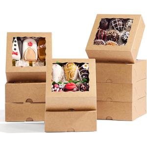 100 Pack 5x5x2 Inches Bakery Boxes - Boxes for Chocolate Covered Strawberries, 4 Mini Cake Boxes, Cookies, Macarons, Pie & Brownies
