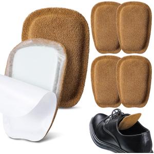 Shyyween 3 Pairs Shoe Tongue Pads Soft Suede Leather Self Adhesive Inserts for Men Women Handmade Elastic Foam Shoe Padding for Solves Loose Shoes Problem(Brown,Size M)