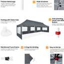 COBIZI 10x30 Pop up Canopy with Roller Bag & 8 Removable Sidewalls, Canopy Tent for Parties, Wedding, and Commercials, Waterproof and Instant Shelter UV50+ Outdoor Gazebo with 4 Sandbags(Gray)