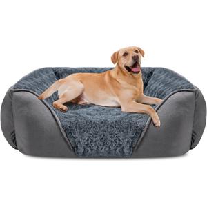 INVENHO XX-Large Dog Bed for Large Medium Small Dogs, Rectangle Washable Dog Bed, Orthopedic Dog Bed, Soft Calming Sleeping Puppy Bed Durable Pet Cuddler with Anti-Slip Bottom XXL(42"x30"x10") (Grey)