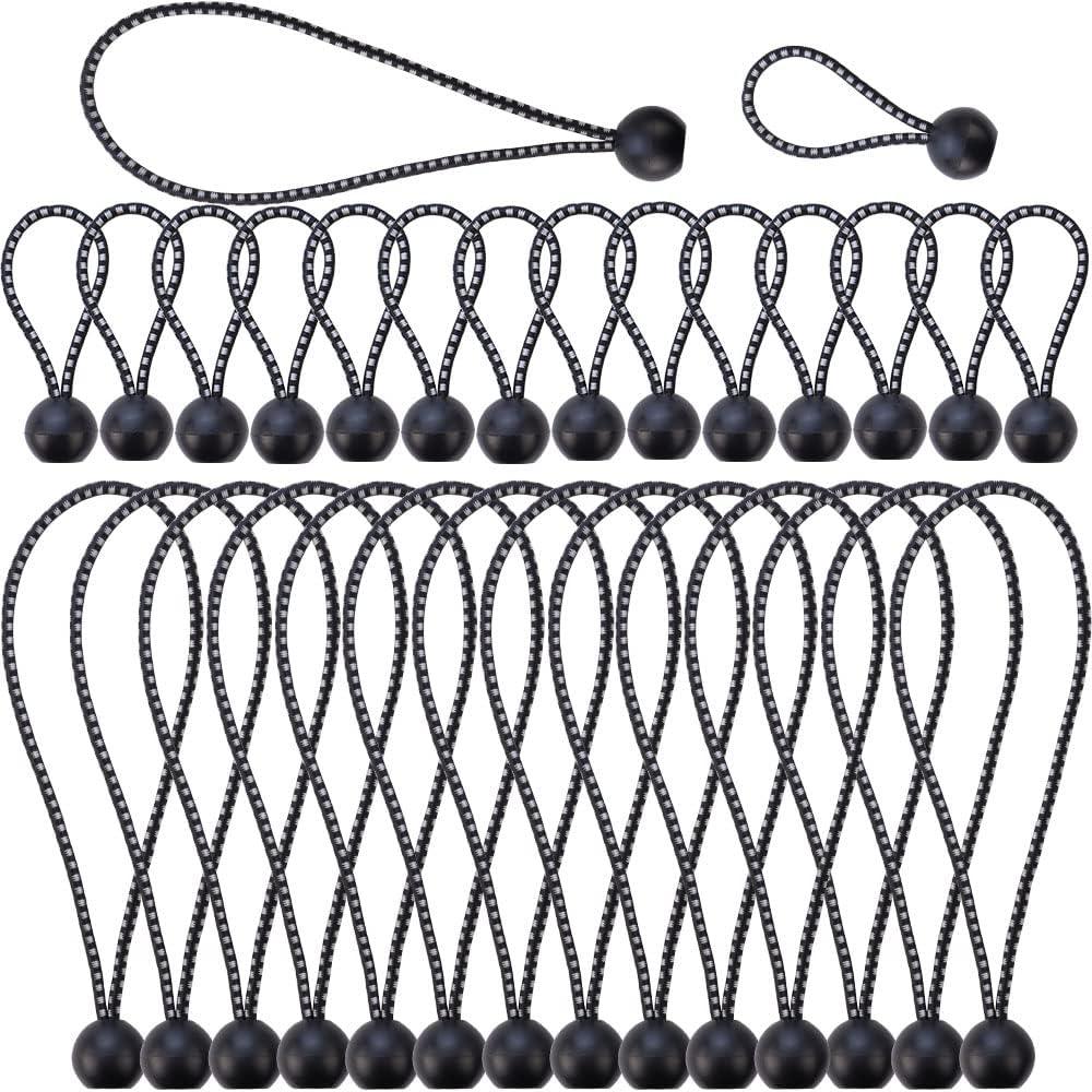 TCOTBE 30 Pcs Bungee Cords with Balls Safety Bungee Ball Cords Heavy Duty Tarp Ball Canopy Tie Down Cord Elastic String Ball with Elastic Rope Ties Fastener for Camping Canopies Tarps Shades
