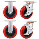 Caster Wheels,Industrial Heavy Duty Caster Set of 4,Polyurethane Surface TPE Casters,Load 5000Lbs Swivel Brake Plate Casters,for Industrial Equipment (2Side Brake & 2 Rigid, 6 inch)