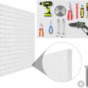Peg Board, 2 Pack Metal Pegboard Panels White Pegboards Wall Organizer with Frame Large Heavy Duty Peg Board with Hooks for Walls Home, Garage Tool Storage, Office, Craft Room, Kitchen 2416