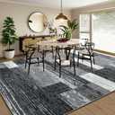 Large Area Rugs,Modern Geometric Patchwork Floor Decor for Bedroom Aesthetic Carpet, Rockwood Collection, Indoor Rugs for Living Room, Dining Room, Nursery, Office, Machine Washable Rug,8x10 Ft Grey