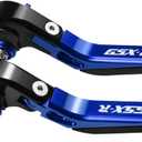 For Suzuki GSXR 600 750(2006-2024) 1000R(2009-2024) GSX-R 1000(2005-2006) Motorcycle Clutch Lever Folding Extendable Adjustable Handlebars Brake and Clutch Levers Set(Blue)