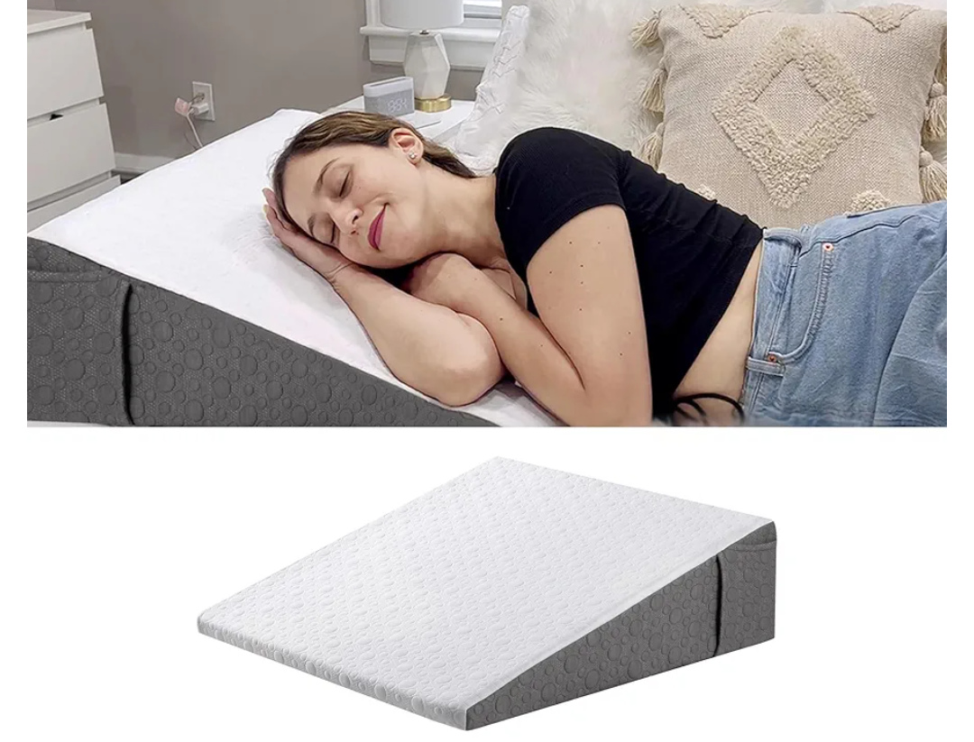 LOSKIA 7.5" Wedge Pillow for Acid Reflux Relief/Seniors, Wedge for Bed to Elevate Head, Acid Reflux Pillow, with Memory Foam Top Bed Wedge Pillow for Sleeping,Reading,Rest,Leg Elevation