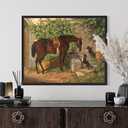 Horse Art Print for Home Decor, Vitange Horse Riding Walking Artwork Wall Art Painting Photo Picture Antique Farmhouse Decor 88 (Horse 26, 20"L x 16"W, Unframed)