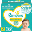 Diapers Size 2, 186 Count - Pampers Swaddlers Disposable Baby Diapers