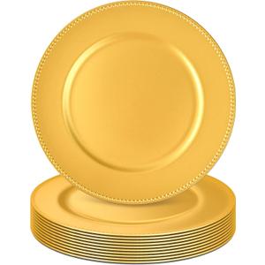 10Pcs Gold Charger Plates Bulk Wedding - 13" Premium Gold Chargers for Dinner Plates, Decorative Charger Plates for Events & Parties