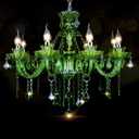 8 Lights Green K9 Crystal Candle Chandeliers Lighting Modern Pendant Lights Candle Chandelier Lighting for Dining Living Room Bedroom Entry Elegant Decoration E12 Base, H22.8 x W27.2 Inch
