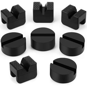 Amylove 8 Pcs 2 Types Jack Stand Pads Adapter Universal Slotted Frame Rail Pinch Welds Protector Rubber Jack Pad for Jack Stand Accessories
