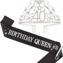 BRT Bearingshui 40th Birthday Sash and Tiara for Woman - Queen Sash for 40th Birthday Party Favor Supplies