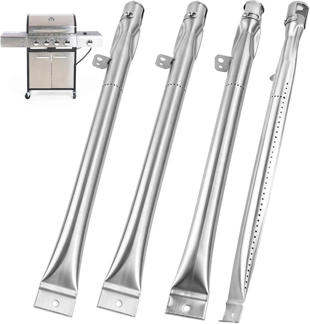 Burner Tubes for Captiva Designs 4-Burner Propane Gas BBQ Grill Replacement Parts with Side Burner Burners for Captiva Designs Grill Accessories, Rust-resistant Stainless Steel, Heat-resistant, 4 PCS
