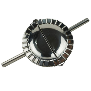 Stainless Steel Dumpling Maker, X-Large 5" Goya Empanada Press Mold, Ravioli Mould Crimper, Wraper Dough Cutter - for Pie Ravioli Chinese Dumpling Pastry, with long Handle (XL 5" Dia)