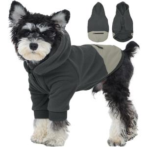 Nanaki Dog Hoodie for Small Dogs Girl Boy, Warm Fleece Dog Sweater with Hood & Pocket- Long Sleeve Sweatshirt for Fall Winter Spring, Adjustable Half-Zip Puppy Pullover Coats for Cold Weather Grey XS (XS(Chest Girth: Less than 14.2"))