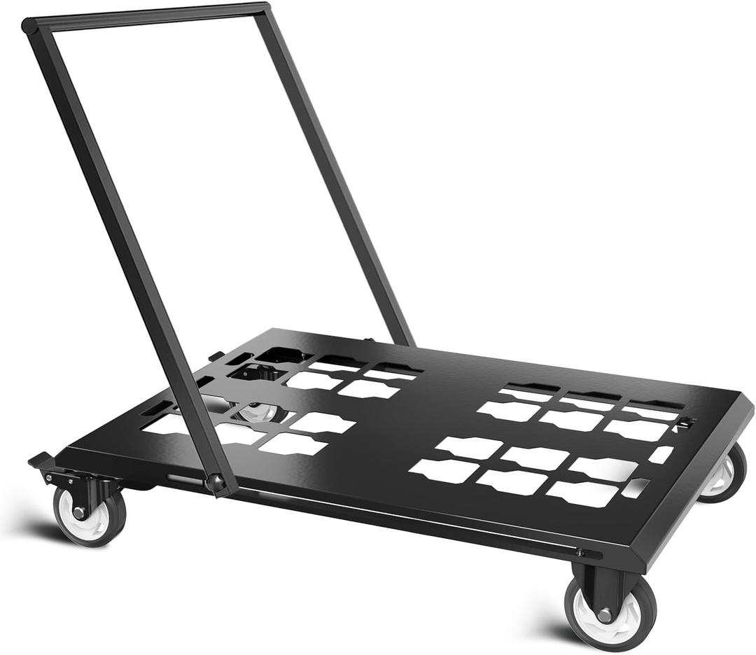 Upgraded Heavy Duty Toolbox Dolly with Handle, Compatible with Mil.Waukee Packout Toolbox, Double Storage, Thickened Carbon Steel Frame, Enlarged Wheels with Brake, No Drilling Required, Up to 400lbs